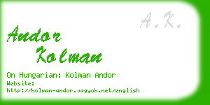 andor kolman business card